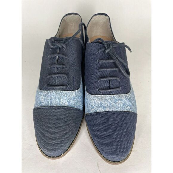 Marais USA Shoes Blue Floral Canvas Cap Toe Lace Up Oxfords Women Sz 8M US/39EU - Picture 8 of 13
